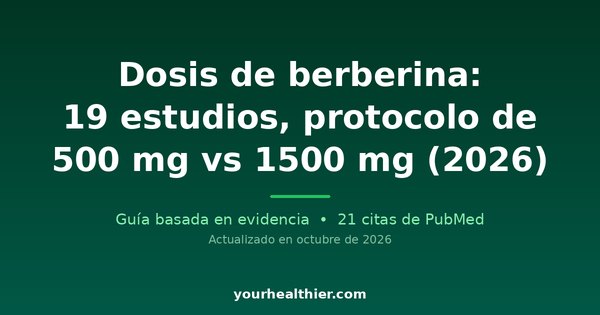 Dosis de berberina: 19 estudios, protocolo de 500 mg vs 1500 mg (2026)