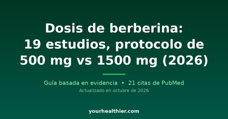 Dosis de berberina: 19 estudios, protocolo de 500 mg vs 1500 mg (2026)