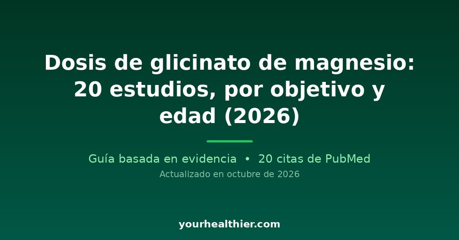 Dosis de glicinato de magnesio: 20 estudios, por objetivo y edad (2026)
